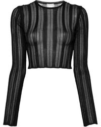 Saint Laurent - Semi-sheer Cropped Knitted Top - Lyst
