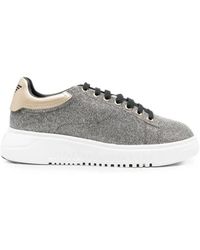 Emporio Armani - Glitter-Effect Logo-Patch Sneakers - Lyst