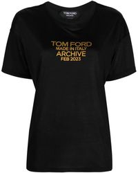 Tom Ford - T-shirt en soie à logo imprimé - Lyst