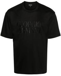 Giorgio Armani - Logo-Embroidered Cotton T-Shirt - Lyst