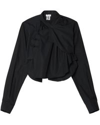 Noir Kei Ninomiya - Asymmetric Draped Cotton Shirt - Lyst