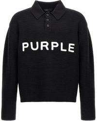 Purple Brand - Chunky-Knit Logo Lettering Polo Sweater - Lyst