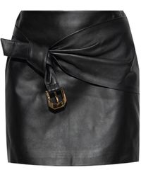 Versace - Zwarte Leren Minirok - Lyst