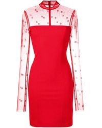 Givenchy - Tulle Panel Long-sleeve Dress - Lyst