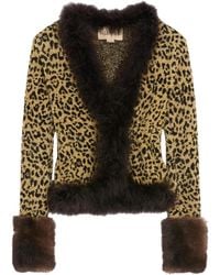 Valentino Garavani - Animal-Print Feather-Trimmed Cardigan - Lyst