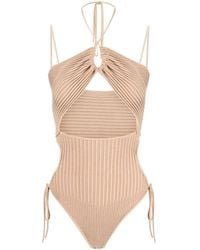 ANDREADAMO - Ribbed-knit Cut-out Bodysuit - Lyst