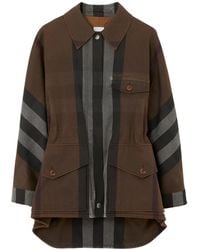 Burberry - Check-Print Long-Sleeved Parka - Lyst