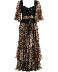 Dolce & Gabbana - Sequin-Embellished Leopard-Print Maxi Dress - Lyst