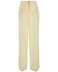 Semicouture - Pleated Linen Trousers - Lyst