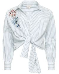 Cinq À Sept - Embellished Striped Tie Top - Lyst