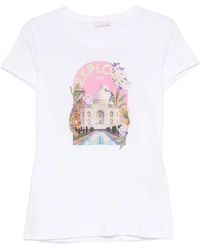 Liu Jo - Graphic-Print Rhinestone-Embellished T-Shirt - Lyst