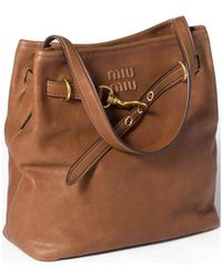 Miu Miu - Aventure Nappa-Leather Bucket Bag - Lyst