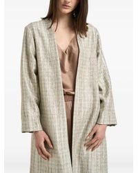forte_forte - Striped-Pattern Coat - Lyst