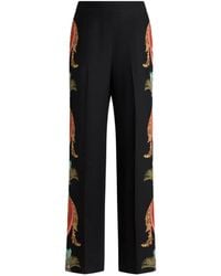 Etro - Straight-Leg Silk Trousers Wtih Leafy Paisley-Motif - Lyst
