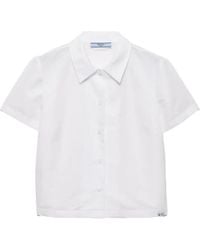 Prada - Short-Sleeved Linen Muslin Shirt - Lyst