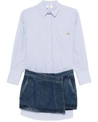 Elisabetta Franchi - Cotton-Blend Denim Mini Dress - Lyst