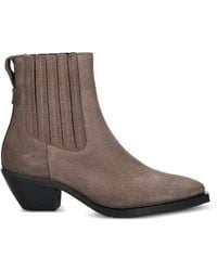 AllSaints - Suede Pleated Ankle Boots - Lyst