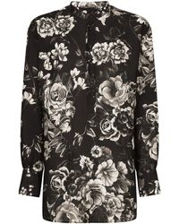Dolce & Gabbana - Leinenhemd mit Blumen-Print - Lyst
