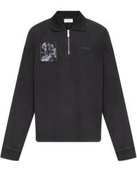 Off-White c/o Virgil Abloh - Polo Con Mezza Zip E Applicazione - Lyst