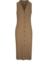 Vince - Geripptes Kleid mit Knopfleiste - Lyst