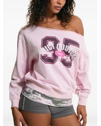 Juicy Couture - Logo-Print Off-Shoulder Sweatshirt - Lyst