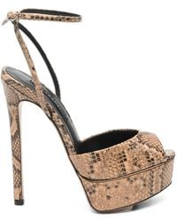 Casadei - Snakeskin-Effect Platform Sandals - Lyst