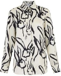 MSGM - Rabbit-print Long-sleeve Shirt - Lyst