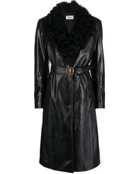 Bally - Shearling-trim Belted Leather Coat - Lyst