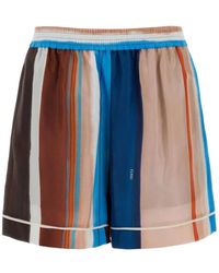 Fendi - Pantalones Cortos De Seda A Rayas - Lyst