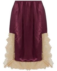 Munthe - Chloa Lace-Trim Satin Midi Skirt - Lyst