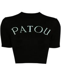 Patou - Logo-jacquard Knitted Cropped Top - Lyst