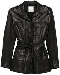 Tagliatore - Belted Button-Fastening Leather Jacket - Lyst