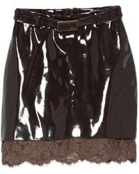 ROWEN ROSE - Belted Lace Mini Skirt - Lyst