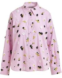 Essentiel Antwerp - Button-Up Blouse Met Geborduurde Bloemen - Lyst