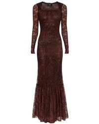 Etro - Robe Longue En Dentelle À Imprimé Cachemire - Lyst