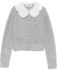 Self-Portrait - Lace Collar Cardigan - Lyst