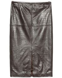 FEDERICA TOSI - Crocodile-Effect Leather Midi Skirt - Lyst
