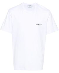 MSGM - Embroidered-logo Cotton T-shirt - Lyst