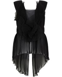 Alberta Ferretti - Pleated Silk-Chiffon Top - Lyst
