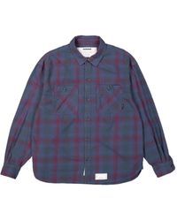 Neighborhood Men S Savage Tartan Check Longsleeve Shirt Gray