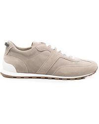 Brunello Cucinelli - Suede Sneakers With Shiny Loops - Lyst