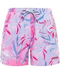 HUGO - Floral-print Swim Shorts - Lyst