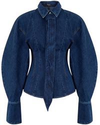 A.W.A.K.E. MODE - Denim Blouse Met Ballonmouwen - Lyst