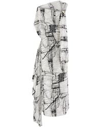 Ferragamo - Robe mi-longue en soie à design asymétrique - Lyst