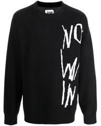 Izzue Intarsia-knit Ribbed-trim Sweater - Black