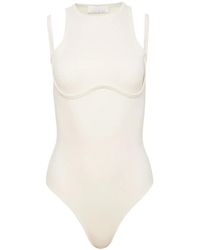 Fleur du Mal - Strappy Ribbed Bodysuit - Lyst