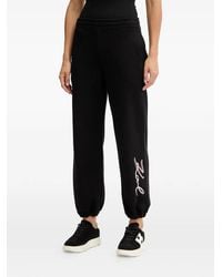 Karl Lagerfeld - Sequin-Embellished Logo Track Pants - Lyst