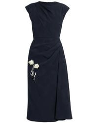 Erdem - Flower-Jacquard Draped Midi Dress - Lyst