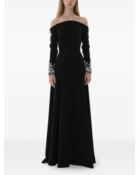 Dina Melwani - Off-Shoulder Crystal-Embellished Maxi Gown - Lyst