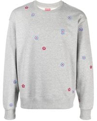 KENZO - Floral-Embroidered Cotton Sweatshirt - Lyst